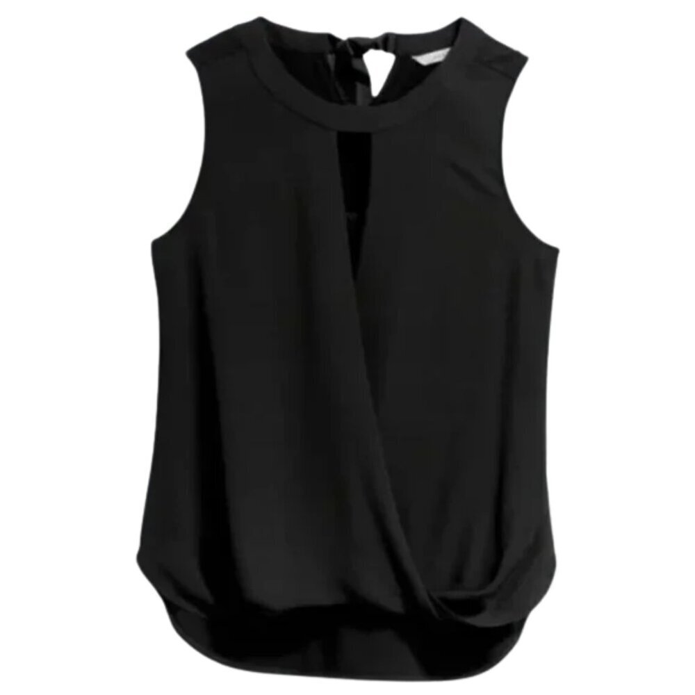 NWT 41 Hawthorn Clearwater Tie Back Neck Sleeveless Surplice Top in Black Sz. M